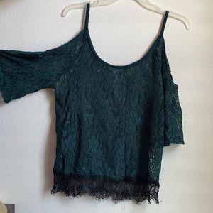 Charlotte Russe Green Lace Sheer Blouse